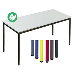 Table de réunion modulable rectangle - L.160 x P.80 cm - Plateau Gris - Pieds Rouge Table de réunion modulable rectangle - L.160 x P.80 cm - Plateau Gris - Pieds Rouge