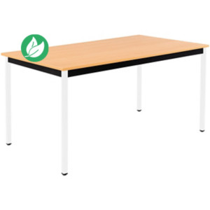 Table de réunion modulable rectangle - L.160 x P.80 cm - Plateau Hêtre - Pieds Blanc Table de réunion modulable rectangle - L.160 x P.80 cm - Plateau Hêtre - Pieds Blanc