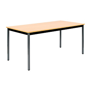 Table de réunion modulable rectangle - L.160 x P.80 cm - Plateau Hêtre - Pieds Gris