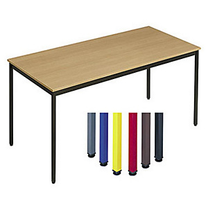 Table de réunion modulable rectangle - L.160 x P.80 cm - Plateau Hêtre - Pieds Noir