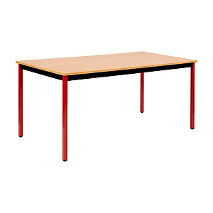 Table de réunion modulable rectangle - L.160 x P.80 cm - Plateau Hêtre - Pieds Rouge
