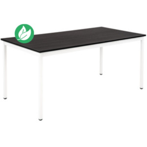 Table de réunion modulable rectangle - L.160 x P.80 cm - Plateau Noir - Pieds Blanc Table de réunion modulable rectangle - L.160 x P.80 cm - Plateau Noir - Pieds Blanc