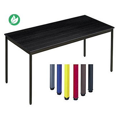Table de réunion modulable rectangle - L.160 x P.80 cm - Plateau Noir - Pieds Noir