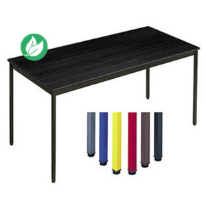 Table de réunion modulable rectangle - L.160 x P.80 cm - Plateau Noir - Pieds Rouge