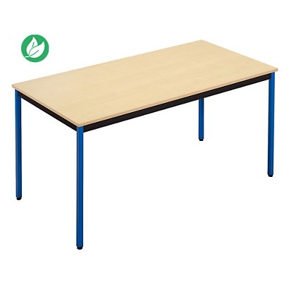 Table de réunion modulable rectangle - L.180 x P.80 cm - Plateau Erable - Pieds Bleu
