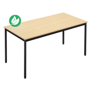 Table de réunion modulable rectangle - L.180 x P.80 cm - Plateau Erable - Pieds Noir