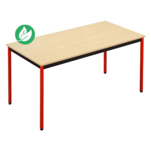 Table de réunion modulable rectangle - L.180 x P.80 cm - Plateau Erable - Pieds Rouge Table de réunion modulable rectangle - L.180 x P.80 cm - Plateau Erable - Pieds Rouge