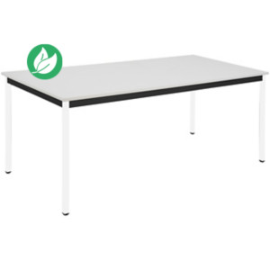 Table de réunion modulable rectangle - L.180 x P.80 cm - Plateau Gris - Pieds Blanc Table de réunion modulable rectangle - L.180 x P.80 cm - Plateau Gris - Pieds Blanc