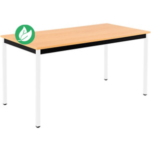 Table de réunion modulable rectangle - L.180 x P.80 cm - Plateau Hêtre - Pieds Blanc Table de réunion modulable rectangle - L.180 x P.80 cm - Plateau Hêtre - Pieds Blanc