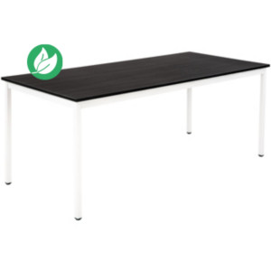 Table de réunion modulable rectangle - L.180 x P.80 cm - Plateau Noir - Pieds Blanc Table de réunion modulable rectangle - L.180 x P.80 cm - Plateau Noir - Pieds Blanc