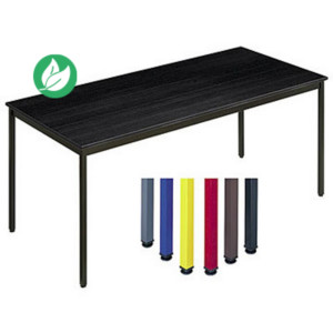 Table de réunion modulable rectangle - L.180 x P.80 cm - Plateau Noir - Pieds Noir