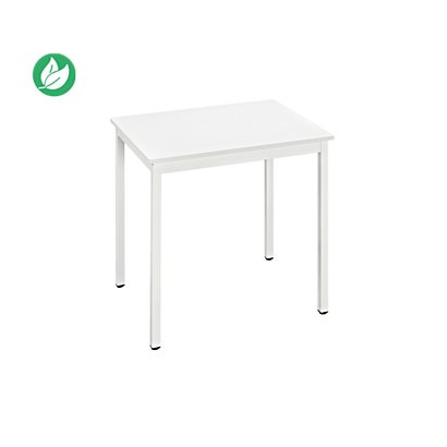 Table de réunion modulable rectangle - L.70 x P.60 cm - Plateau Blanc - Pieds Blanc