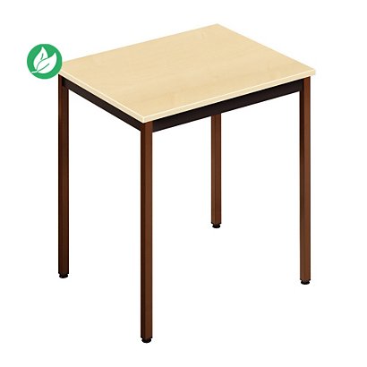 Table de réunion modulable rectangle - L.70 x P.60 cm - Plateau Erable - Pieds Brun - 1