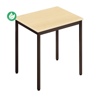 Table de réunion modulable rectangle - L.70 x P.60 cm - Plateau Erable - Pieds Noir - 1