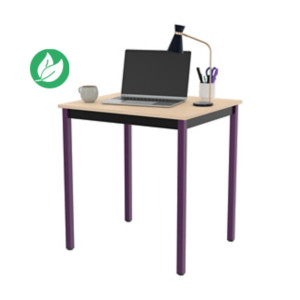 Table de réunion modulable rectangle - L.70 x P.60 cm - Plateau Erable - Pieds Prune Table de réunion modulable rectangle - L.70 x P.60 cm - Plateau Erable - Pieds Prune