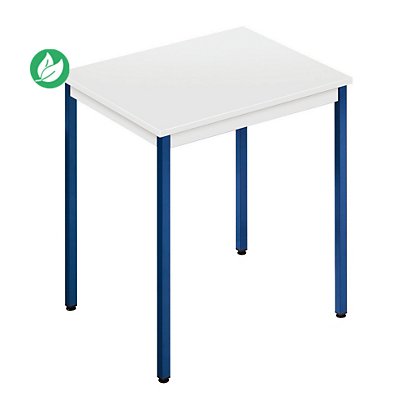 Table de réunion modulable rectangle - L.70 x P.60 cm - Plateau Gris - Pieds Bleu