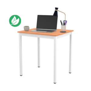 Table de réunion modulable rectangle - L.70 x P.60 cm - Plateau Hêtre - Pieds Blanc Table de réunion modulable rectangle - L.70 x P.60 cm - Plateau Hêtre - Pieds Blanc