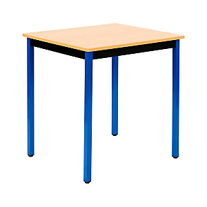 Table de réunion modulable rectangle - L.70 x P.60 cm - Plateau Hêtre - Pieds Bleu