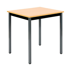 Table de réunion modulable rectangle - L.70 x P.60 cm - Plateau Hêtre - Pieds Gris