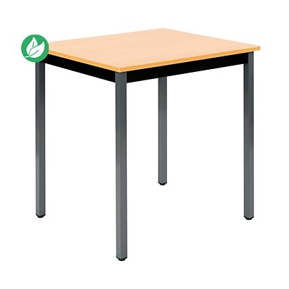 Table de réunion modulable rectangle - L.70 x P.60 cm - Plateau Hêtre - Pieds Gris