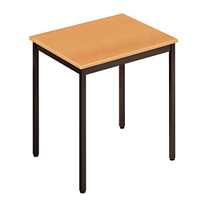 Table de réunion modulable rectangle - L.70 x P.60 cm - Plateau Hêtre - Pieds Noir