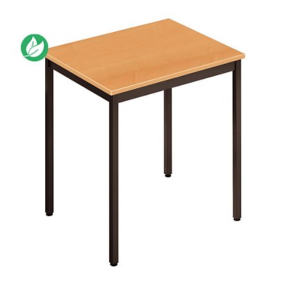 Table de réunion modulable rectangle - L.70 x P.60 cm - Plateau Hêtre - Pieds Noir - 1