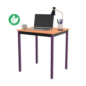 Table de réunion modulable rectangle - L.70 x P.60 cm - Plateau Hêtre - Pieds Prune Table de réunion modulable rectangle - L.70 x P.60 cm - Plateau Hêtre - Pieds Prune