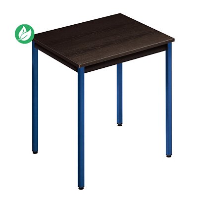 Table de réunion modulable rectangle - L.70 x P.60 cm - Plateau Noir - Pieds Bleu - 1