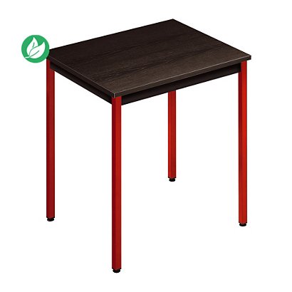 Table de réunion modulable rectangle - L.70 x P.60 cm - Plateau Noir - Pieds Rouge