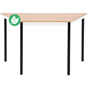 Table de réunion modulable trapèze - L.120 x P.60 cm - Plateau Chêne Nebraska - Pieds Noir Table de réunion modulable trapèze - L.120 x P.60 cm - Plateau Chêne Nebraska - Pieds Noir