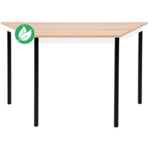 Table de réunion modulable trapèze - L.120 x P.60 cm - Plateau Chêne Nebraska - Pieds Noir