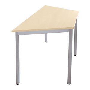 Table de réunion modulable trapèze - L.120 x P.60 cm - Plateau Erable - Pieds Aluminium