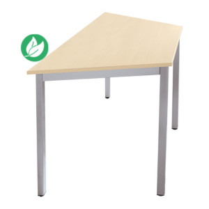 Table de réunion modulable trapèze - L.120 x P.60 cm - Plateau Erable - Pieds Aluminium