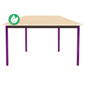Table de réunion modulable trapèze - L.120 x P.60 cm - Plateau Erable - Pieds Prune Table de réunion modulable trapèze - L.120 x P.60 cm - Plateau Erable - Pieds Prune