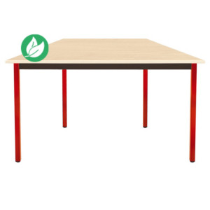 Table de réunion modulable trapèze - L.120 x P.60 cm - Plateau Erable - Pieds Rouge Table de réunion modulable trapèze - L.120 x P.60 cm - Plateau Erable - Pieds Rouge