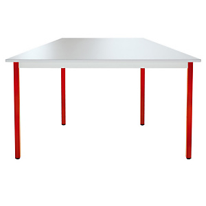 Table de réunion modulable trapèze - L.120 x P.60 cm - Plateau Gris - Pieds Rouge