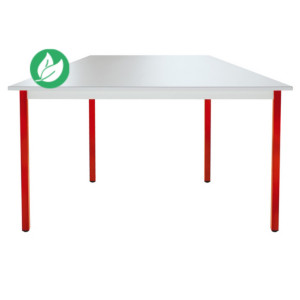 Table de réunion modulable trapèze - L.120 x P.60 cm - Plateau Gris - Pieds Rouge