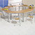 Table de réunion modulable trapèze - L.120 x P.60 cm - Plateau Hêtre - Pieds Aluminium - 1