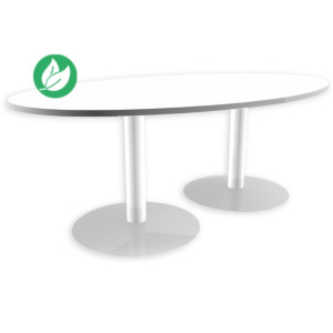 Table de réunion ovale L.200 x P.120 cm - Plateau Blanc - Pieds tulipe Blanc Table de réunion ovale L.200 x P.120 cm - Plateau Blanc - Pieds tulipe Blanc