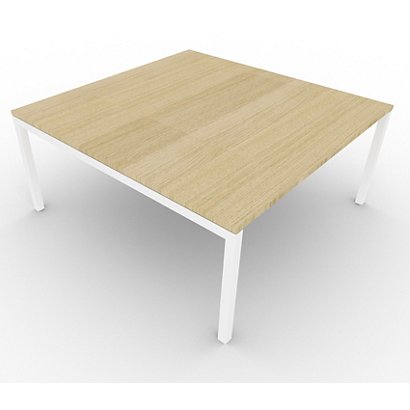 Table de réunion plateau carré - gamme ARCHE - L.120 x P.120 x H.72 cm - plateau Chêne - pieds Blanc