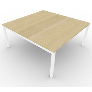 Table de réunion plateau carré - gamme ARCHE - L.160 x P.160 x H.72 cm - plateau Chêne - pieds Blanc Table de réunion plateau carré - gamme ARCHE - L.160 x P.160 x H.72 cm - plateau Chêne - pieds Blanc