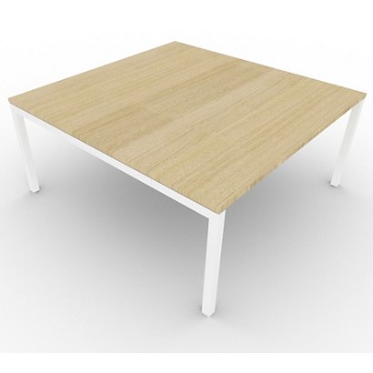 Table de réunion plateau carré - gamme ARCHE - L.160 x P.160 x H.72 cm - plateau Chêne - pieds Blanc