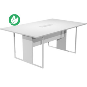 Table de réunion Presto 180 x 110 cm - Trappe d’accès centrale Plateau Blanc - Pieds Blanc Table de réunion Presto 180 x 110 cm - Trappe d’accès centrale Plateau Blanc - Pieds Blanc