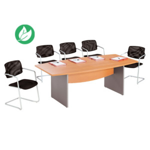 Table de réunion tonneau Activity L.200 x P.100 cm - Plateau Hêtre - Pieds Aluminium Table de réunion tonneau Activity L.200 x P.100 cm - Plateau Hêtre - Pieds Aluminium