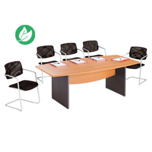 Table de réunion tonneau Activity L.200 x P.100 cm - Plateau Hêtre - Pieds Anthracite Table de réunion tonneau Activity L.200 x P.100 cm - Plateau Hêtre - Pieds Anthracite