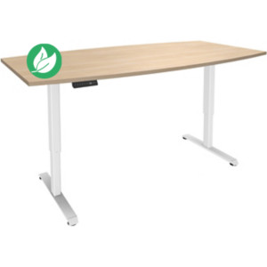 Table de réunion tonneau Actual Réglage électrique en hauteur - L. 200 x P. 100 Cm - Plateau Chêne - Pieds métal Blanc Table de réunion tonneau Actual Réglage électrique en hauteur - L. 200 x P. 100 Cm - Plateau Chêne - Pieds métal Blanc