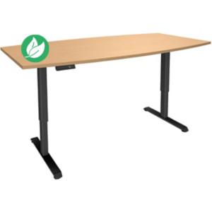 Table de réunion tonneau Actual Réglage électrique en hauteur - L. 200 x P. 100 Cm - Plateau Hêtre - Pieds métal Carbone Table de réunion tonneau Actual Réglage électrique en hauteur - L. 200 x P. 100 Cm - Plateau Hêtre - Pieds métal Carbone