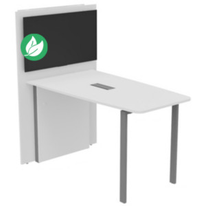 Table réunion Visio avec  mur technique L.180 cm x H.72 cm - Plateau Blanc Pieds métal Alu Table réunion Visio avec  mur technique L.180 cm x H.72 cm - Plateau Blanc Pieds métal Alu
