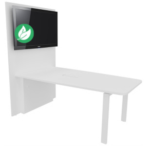 Table réunion Visio avec mur technique L.180 cm x H.72 cm - Plateau et pieds métal Blanc Table réunion Visio avec mur technique L.180 cm x H.72 cm - Plateau et pieds métal Blanc