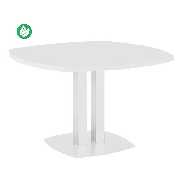 Table de réunion Vitaly Ø 115 cm  - Plateau Blanc - Double piètement Blanc